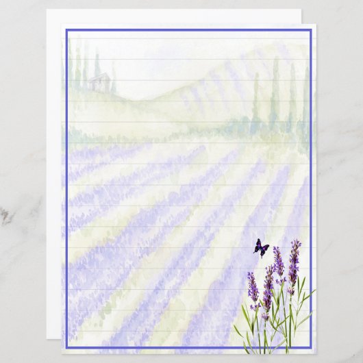 Waterverf lavendelveld (Voorkant / Achterkant)