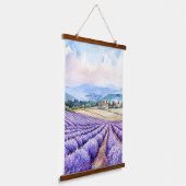 Waterverf lavendelveld & Frans platteland Hangend Wandkleed (Gebogen)
