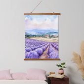 Waterverf lavendelveld & Frans platteland Hangend Wandkleed (Slaapkamer)