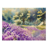 Waterverf Lavendelveld Schilderij Foto Afdruk (Voorkant)