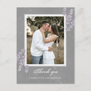 Waterverf lavender bloemen bruiloft bedankt foto briefkaart