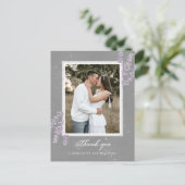 Waterverf lavender bloemen bruiloft bedankt foto briefkaart (Staand voorkant)