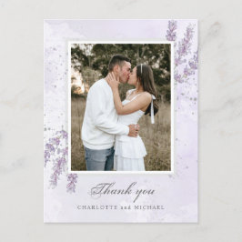 Waterverf lavender bloemen bruiloft bedankt foto p briefkaart