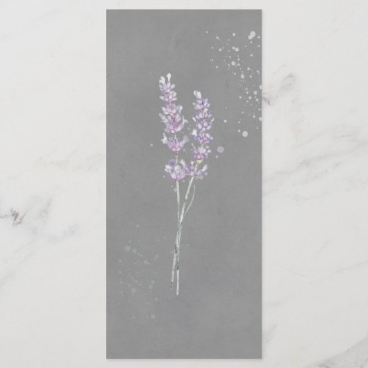Waterverf lavender bloemen grijs trouwmenu menu (Achterkant)