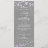 Waterverf lavender bloemen grijs trouwmenu menu (Voorkant)