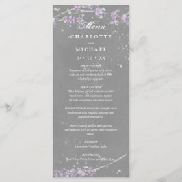 Waterverf lavender bloemen grijs trouwmenu menu