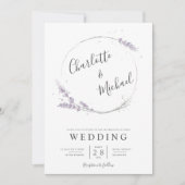 Waterverf lavender bloemen met bruiloft kaart (Voorkant)