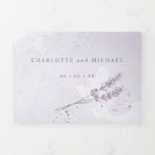 Waterverf Lavender bloemen op één bruiloft Drieluik Uitnodiging (Cover)