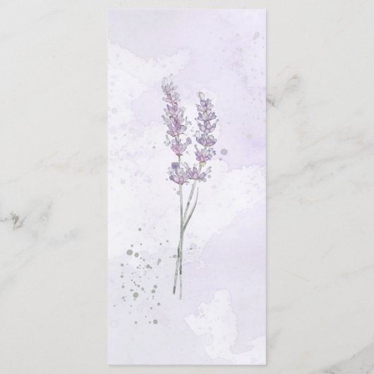 Waterverf lavender bloemen trouwmenu menu (Achterkant)