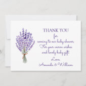 Waterverf Lavender Bouquet Dank u Baby shower Bedankkaart (Voorkant)