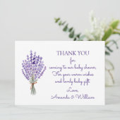 Waterverf Lavender Bouquet Dank u Baby shower Bedankkaart (Staand voorkant)
