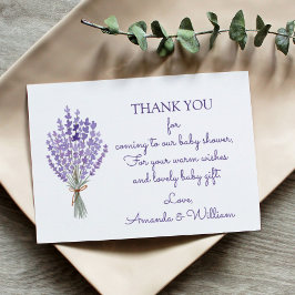 Waterverf Lavender Bouquet Dank u Baby shower Bedankkaart