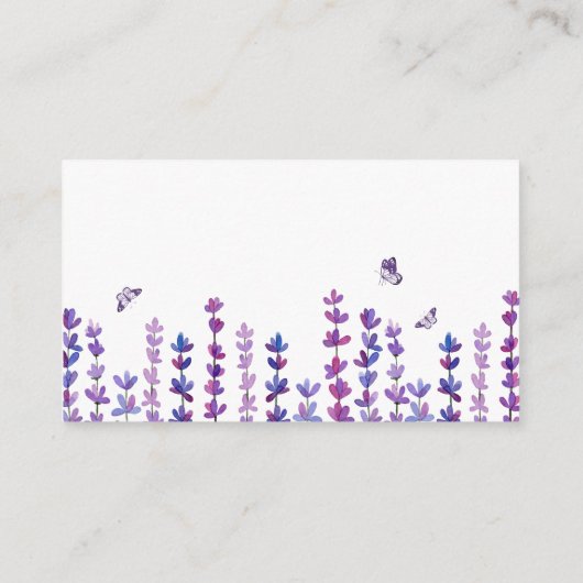 Waterverf Lavender Bouquet Diaper Raffle Informatiekaartje (Achterkant)