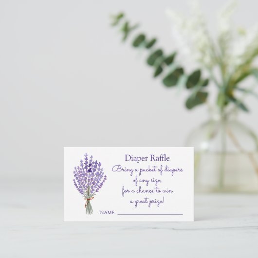 Waterverf Lavender Bouquet Diaper Raffle Informatiekaartje (Staand voorkant)