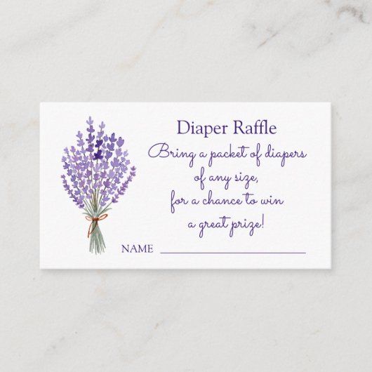 Waterverf Lavender Bouquet Diaper Raffle Informatiekaartje (Voorkant)