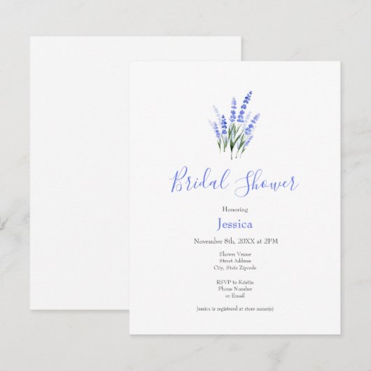 Waterverf Lavender Bouquet Kaart (Voorkant / Achterkant)