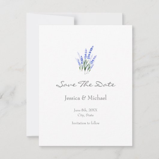 Waterverf Lavender Bouquet slaat de datum op Save The Date (Voorkant)