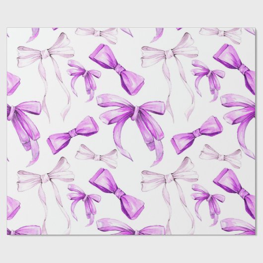 Waterverf Lavender Bow Wrapping Paper Roll Cadeaupapier (Vlak)