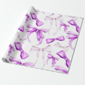 Waterverf Lavender Bow Wrapping Paper Roll Cadeaupapier (Uitgerold)