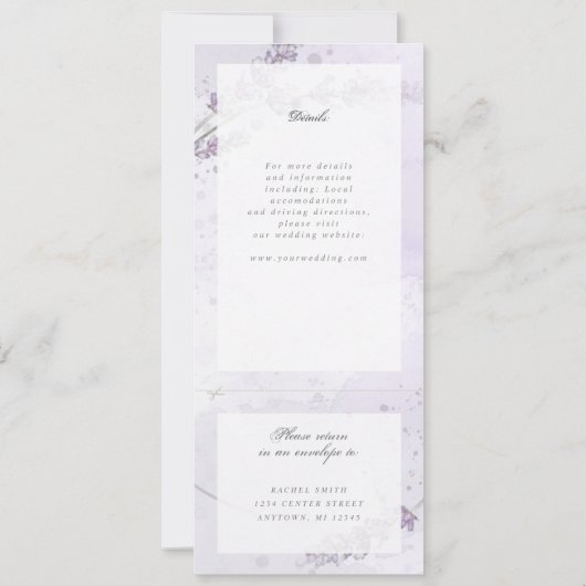 waterverf lavender bruiloft nodigt w rsvp uit kaart (Achterkant)