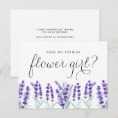 Waterverf Lavender Dan ben je mijn Bloemenmeisje Uitnodiging Briefkaart (Voorkant / Achterkant)