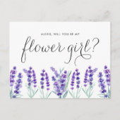 Waterverf Lavender Dan ben je mijn Bloemenmeisje Uitnodiging Briefkaart (Voorkant)
