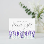 Waterverf Lavender Dan ben je mijn Bloemenmeisje Uitnodiging Briefkaart (Staand voorkant)