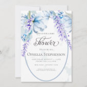 Waterverf Lavender - Dusty Blue Floral Baby shower Kaart (Voorkant)