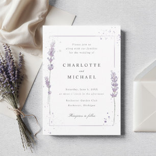 Waterverf lavender elegant bruiloft kaart