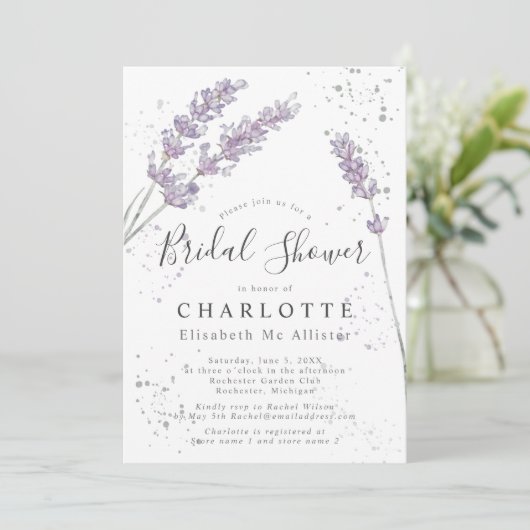 Waterverf lavender elegant vrijgezellenfeest kaart (Staand voorkant)