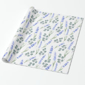 Waterverf lavender en Eucalyptus Patroon Cadeaupapier (Uitgerold)