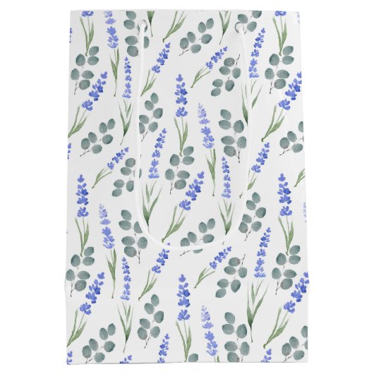 Waterverf lavender en Eucalyptus Patroon Medium Cadeauzakje (Achterkant)