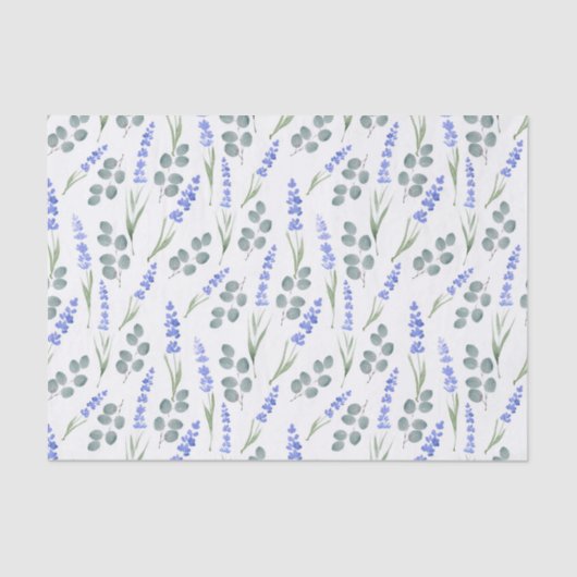 Waterverf lavender en Eucalyptus Patroon Tissuepapier (Voorkant)