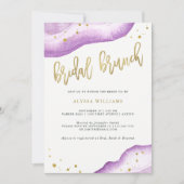 Waterverf Lavender en Gold Geode Bridal Brunch Kaart (Voorkant)