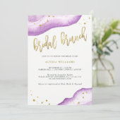 Waterverf Lavender en Gold Geode Bridal Brunch Kaart (Staand voorkant)