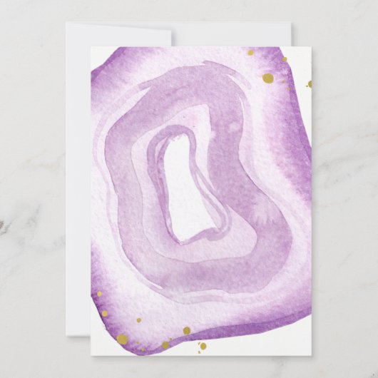Waterverf Lavender en Gold Geode Bridal Brunch Kaart (Achterkant)