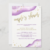 Waterverf Lavender en Gold Geode Couples Shower Kaart (Voorkant)