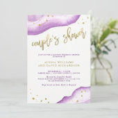 Waterverf Lavender en Gold Geode Couples Shower Kaart (Staand voorkant)