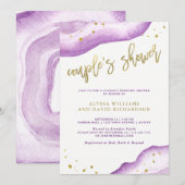 Waterverf Lavender en Gold Geode Couples Shower Kaart (Voorkant / Achterkant)