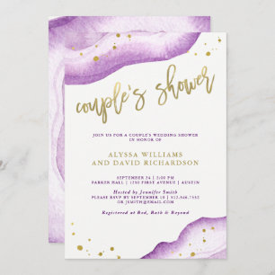 Waterverf Lavender en Gold Geode Couples Shower Kaart
