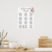 Waterverf lavender en Green Floral Seating Chart Poster (Keuken)