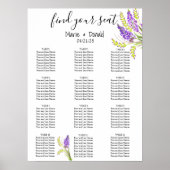 Waterverf lavender en Green Floral Seating Chart Poster (Voorkant)