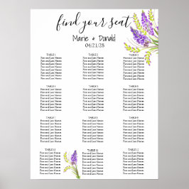 Waterverf lavender en Green Floral Seating Chart Poster