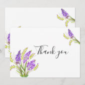 Waterverf Lavender en Green Florals Bedankkaart (Voorkant / Achterkant)