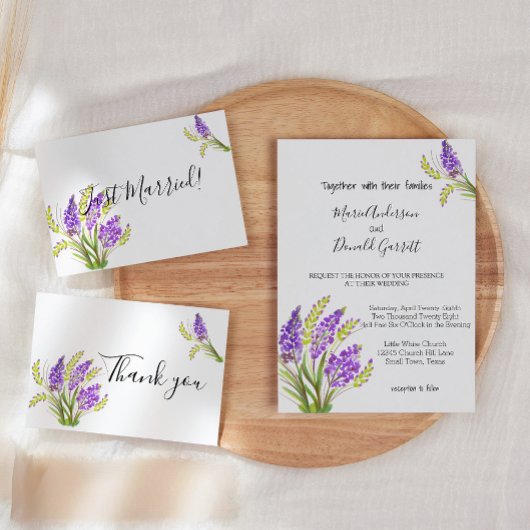 Waterverf Lavender en Green Florals Invitation Save The Date