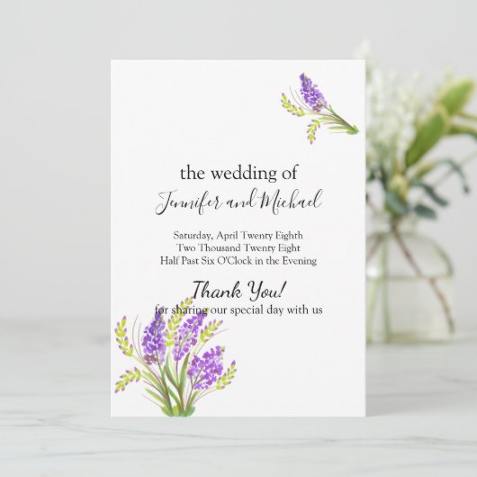 Waterverf Lavender en Green Florals Programmakaart (Staand voorkant)