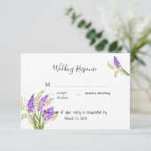 Waterverf Lavender en Green Florals RSVP Kaartje (Staand voorkant)