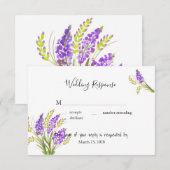Waterverf Lavender en Green Florals RSVP Kaartje (Voorkant / Achterkant)