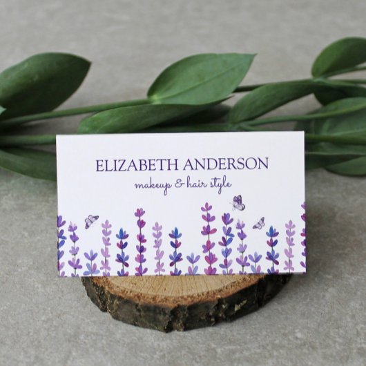 Waterverf lavender en vlinder visitekaartje