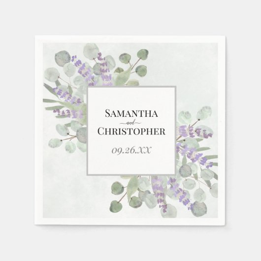 Waterverf Lavender & Eucalyptus Elegant Wedding Servet (Voorkant)